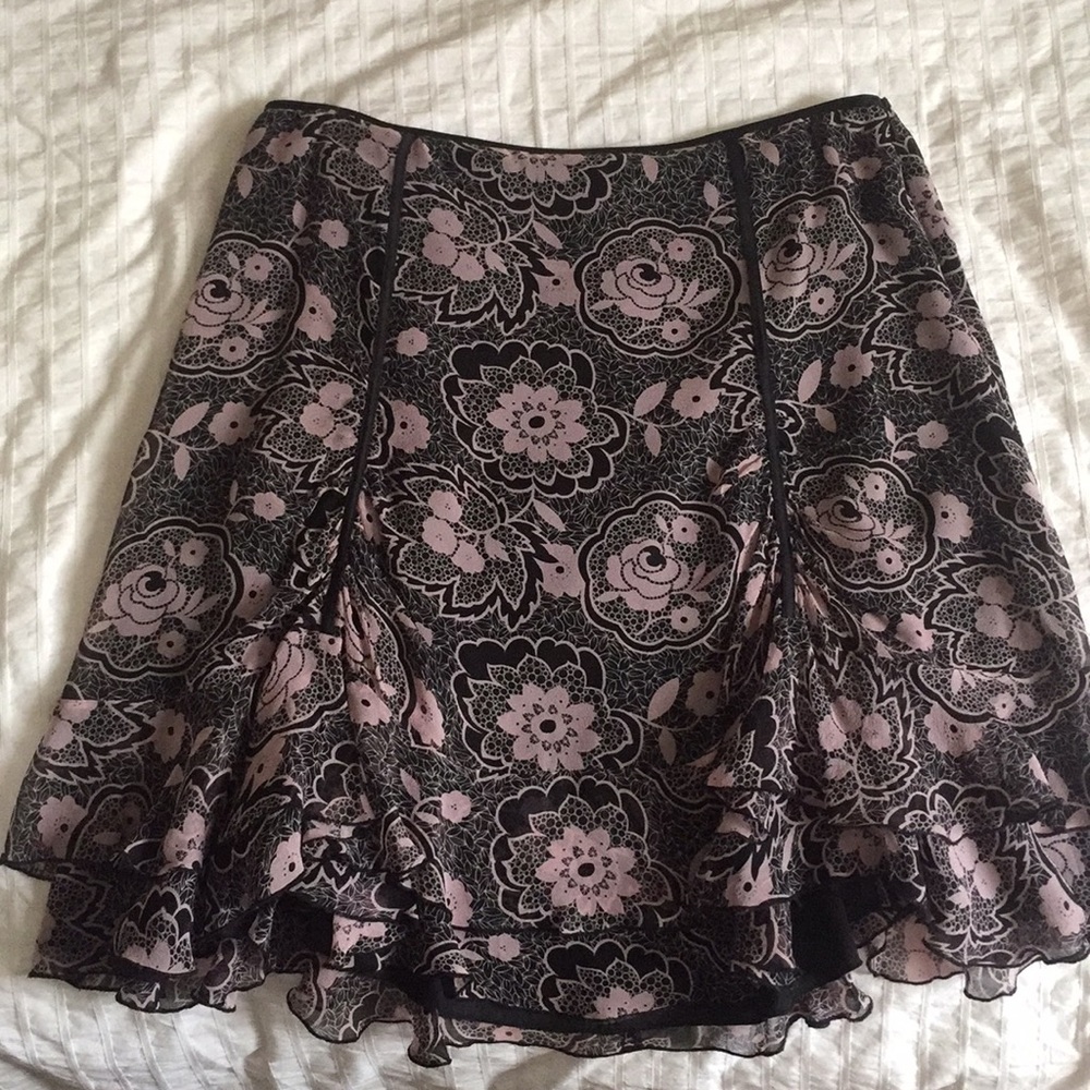 Laundry by Shelli Segal pink floral silk skirt s2